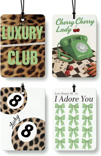 Vista 24 de Ambientador de coche de 8 bolas con estampado de leopardo de moda, 6 unidades, retro coqueta, guepardo, póquer, ambientador colgante para bar