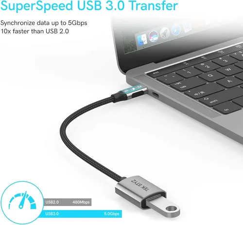 Vista 2 de Tek Styz USB-C USB 3.0 adaptador funciona para Sony G3123 OTG Type-CPD macho USB 3.0 hembra convertidor (5 Gbps)