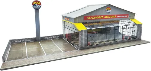 Vista 3 de Kit de fabricación de modelos de cartón para sala de exposición de automóviles - O Scale Model Ferrocarril Building