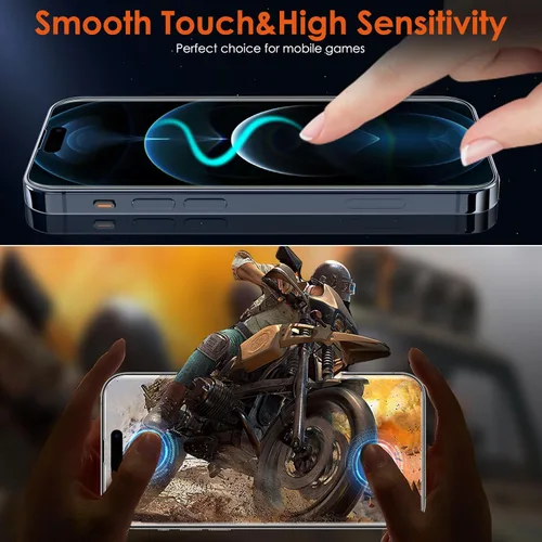 Vista 4 de [Paquete de 3+3 protectores de pantalla de película de hidrogel para iPhone 15 Pro Max (no vidrio) con protector de lente de cámara de vidrio