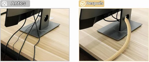 Vista 4 de 10 pies - Funda trenzada para gestión de cables de 1/2 pulgada Protector de cable - Conducto de alambre dividido autoenvolvente para Beige
