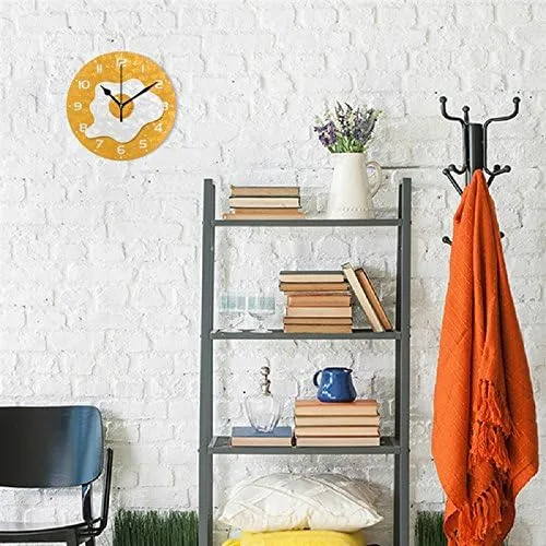 Vista 5 de Alaza Hipster - Reloj de pared de acrílico redondo con diseño de huevo frito, silencioso, sin garrapatas
