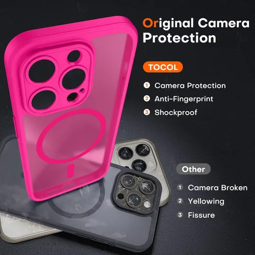 Vista 426 de TOCOL Funda para iPhone 11, compatible con Magsafe, protección completa de cámara, imanes integrados, protección contra caídas, funda translúcida