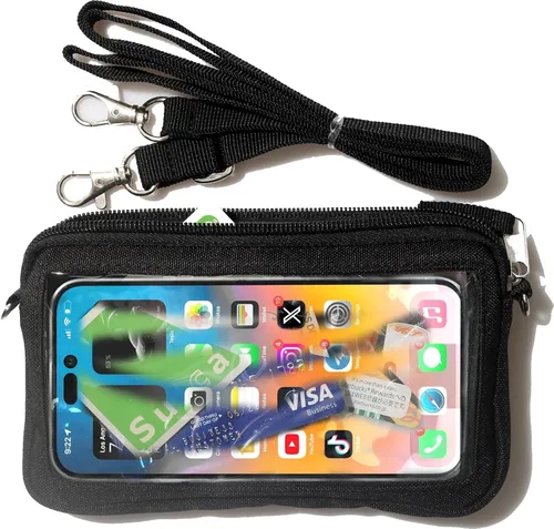 DQL Funda ligera para teléfono cruzado para mujer, funda para teléfono con cordón, transparente, bolsa cruzada para teléfono celular, monedero,