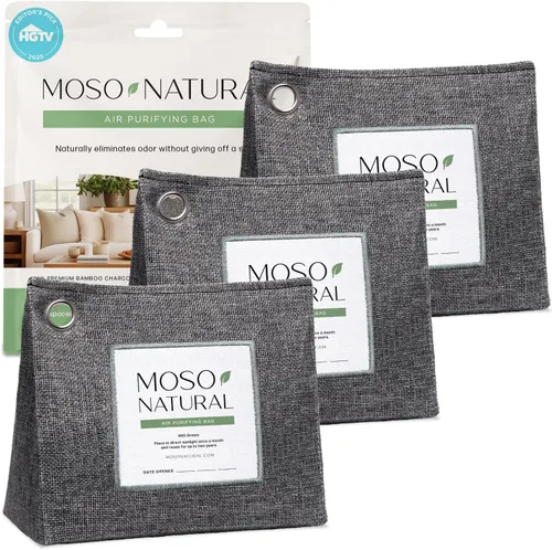 Vista 12 de Moso Natural Bolsa purificadora de aire de 21.16 oz, absorbente de olores de carbón de bambú premium, desodorante de habitación para espacios