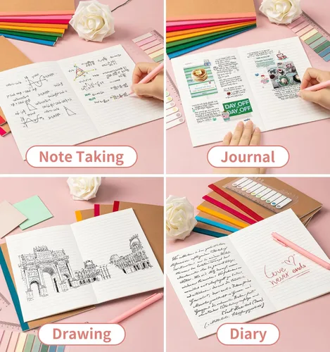 Vista 7 de Paquete de 30 cuadernos rayados a granel, cuaderno A5 de composición a rayas, 8.3 x 5.5 pulgadas, cubierta de papel kraft con espinas de arcoíris