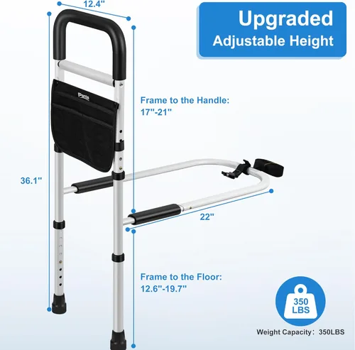 Vista 2 de Rieles de cama Panta para adultos mayores, rieles de asistencia ajustables para personas mayores, Negro