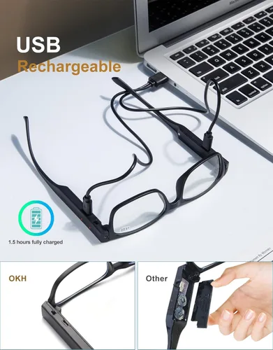 Vista 4 de OKH Lighted Up Reading Glasses Rechargeable Bright LED Readers with Rechargeable Lights for Women Men