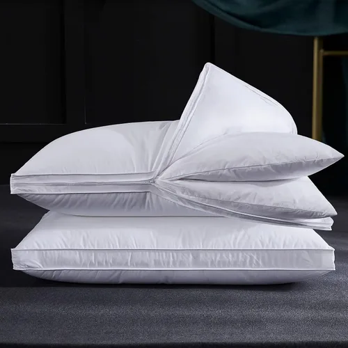 Vista 10 de Three Geese Almohada de plumas de ganso de capa ajustable, almohada de cama ensamblable, funda 100% algodón orgánico suave, buena para dormir boca