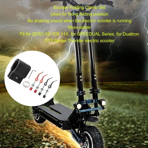 Vista 6 de Alomejor Abrazadera para scooter con palanca de liberación rápida y llave hexagonal, accesorio de bloqueo resistente para scooter eléctrico Zero 8X