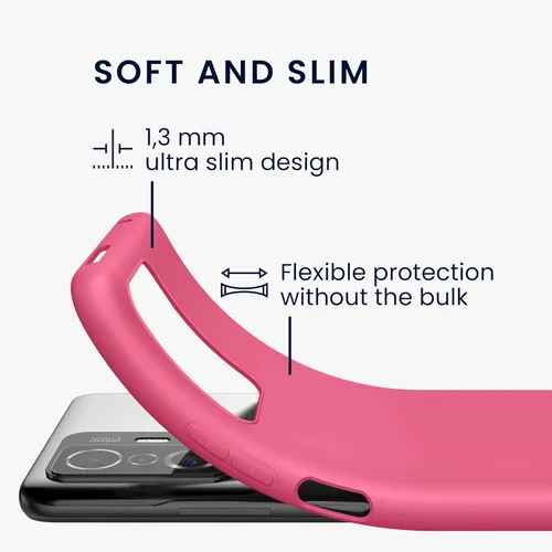 Vista 2 de kwmobile Funda compatible con Xiaomi 11T11T Pro - Funda protectora de silicona TPU suave y delgada - Rosa impresionante