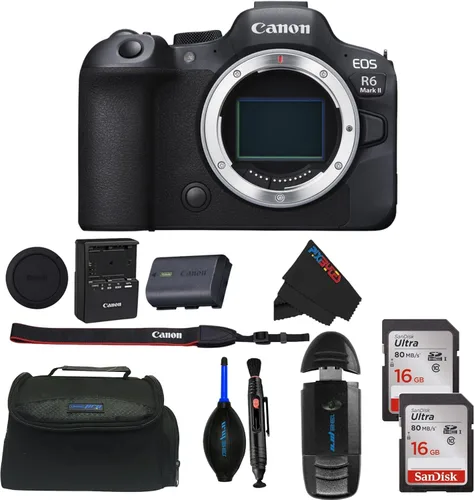 Vista 10 de Canon Cámara sin espejo EOS R6 Mark II con paño de limpieza de microfibra PIXIBYTES (cuerpo con RF 1.969 in + paquete avanzado)