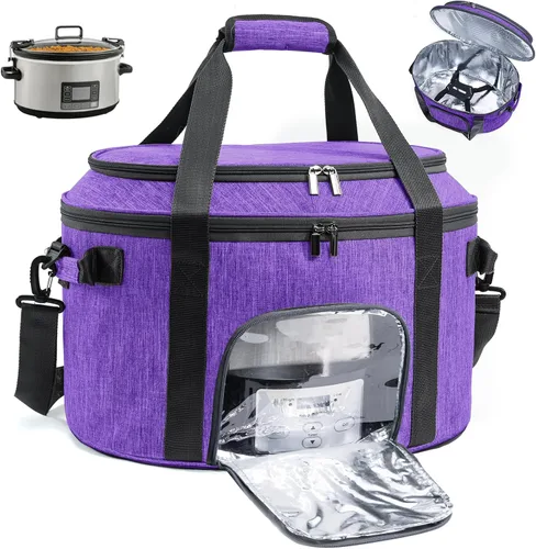 Vista 9 de Bolsa de transporte de doble capa para ollas de cocción lenta de 6-8 cuartos de galón CrockPot y Hamilton Beach Slowcooker, bolsa de viaje