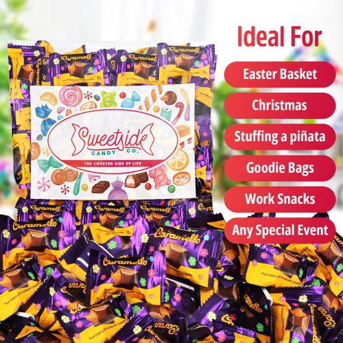 Vista 6 de Caramello - Barras de caramelo en miniatura de chocolate con leche y caramelo cremoso para indulgencia de antojos dulces, barra de chocolate