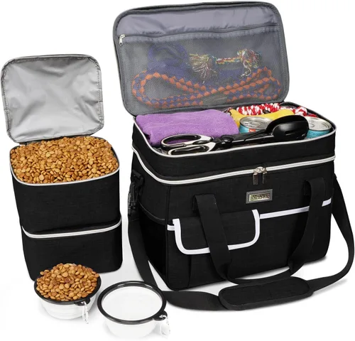 Vista 13 de BAGLHER Bolsa de viaje para perros, mochila de suministros para mascotas, bolsa de almacenamiento de 5 piezas con correa para el hombro, 2