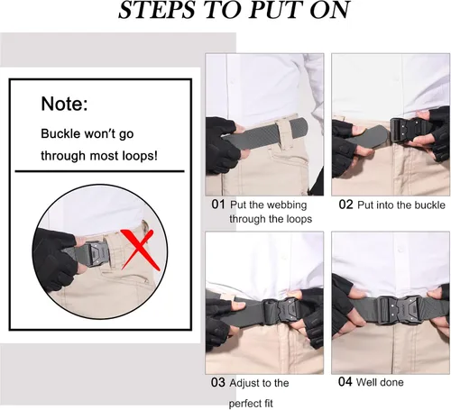 Vista 5 de JUKMO Cinturón táctico de liberación rápida, trabajo militar, cinturón de senderismo de nailon de 1.5 pulgadas con hebilla de cinturón de seguridad