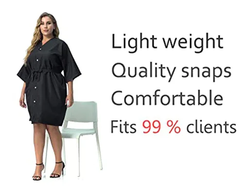 Vista 5 de Batas de salón para clientes, paquete de 4, capa de color de cabello para mujeres y hombres, estilo kimono, 5 cierres de presión