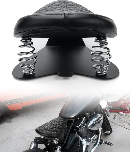 Vista 7 de Bobber Solo Asiento para Harley Sportster 883 1200 Negro y transpirable.