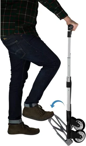 Vista 5 de Mount-It! Carretilla y plataforma móvil de mano plegable, capacidad de 165 libras, carrito para equipaje resistente con manija telescópica y ruedas
