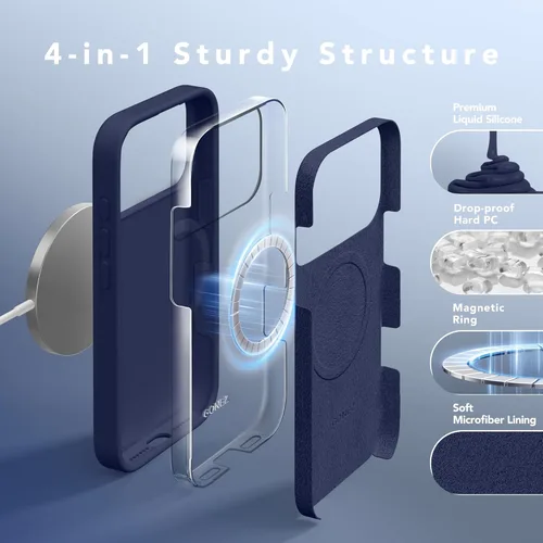 Vista 1194 de GONEZ Funda magnética para iPhone 14, compatible con Magsafe, con protector de pantalla + protector de cámara, forro de microfibra antiarañazos