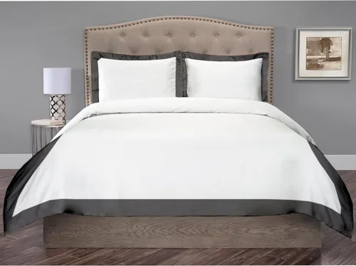 Vista 17 de Hotel Luxury - Juego de funda de edredón de 3 piezas de doble tono, 850 hilos, 100% algodón orgánico, colección de ropa de cama tamaño King, 104 x