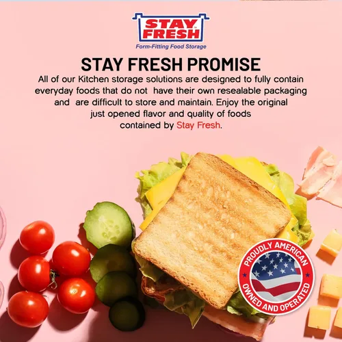 Vista 6 de Stay Fresh Contenedor de almacenamiento de rebanadas de queso americano, de plástico transparente, apto para lavavajillas, sin BPA. Recipiente