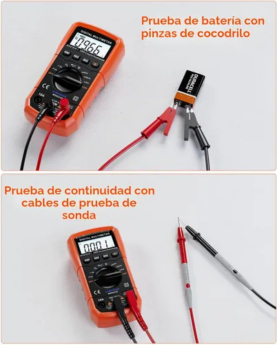 Vista 6 de Multímetro digital con auto-rango Crenova MS8233D, instrumento de medición electrónica, detector de voltaje CA, medidor portátil de Amp / Ohm