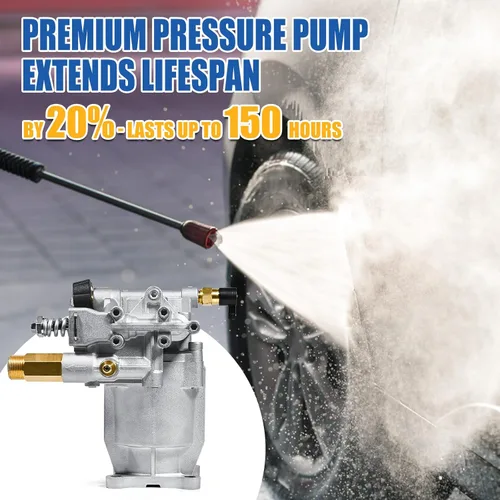 Vista 8 de TOOLCY Bomba de lavado a presión horizontal de eje de 3/4 pulgadas, 2600-3300 PSI @ 2.5 GPM - Bomba de lavado eléctrico para lavadora de gas