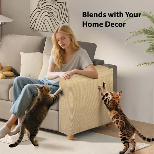 Vista 7 de Protector de Sofá contra Garras de Gato - Almohadilla Rascadora para Gatos a Juego de Color para Ambos Reposabrazos, Funda de Sofá para Gatos