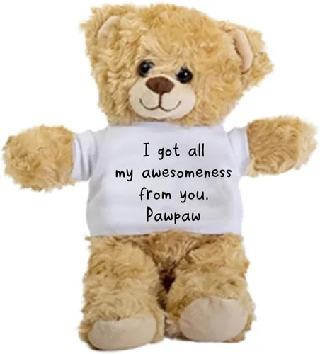SpreadPassion Oso de peluche de pawpaw, animal de peluche de regalo, oso de peluche con camiseta, regalo de bienvenida para bebé, regalo para ella