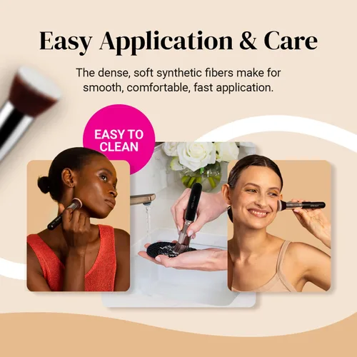 Vista 6 de KESHIMA - Brochas de base Kabuki negras y moradas, tamaño regular, brochas de maquillaje prémium para líquidos, crema y polvo