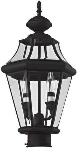 Vista 2 de Livex Lighting 2264-02 Georgetown - Cabezal de poste para exteriores con 2 luces, latón pulido