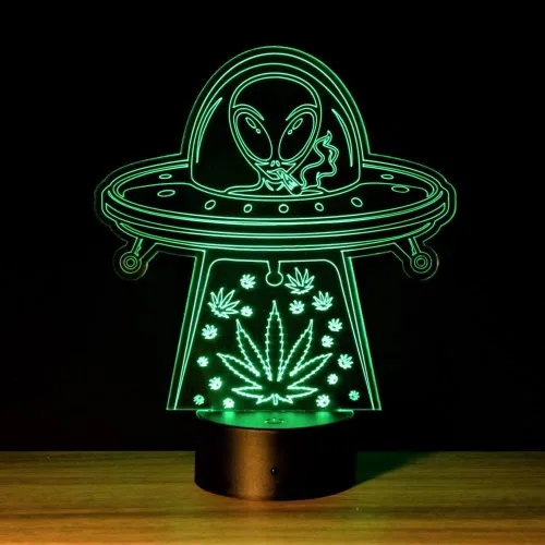 Vista 22 de 420 hojas 3D LED lámpara de mesa luz nocturna ilusión visual óptica decoración del hogar iluminación