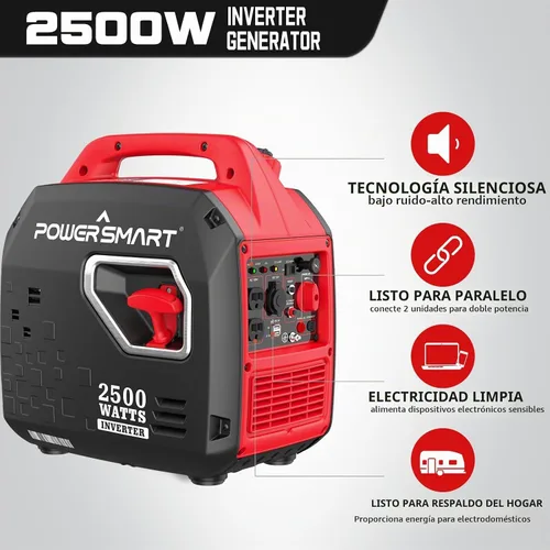 Vista 8 de PowerSmart Generador inversor portátil de 2500 vatios para acampar Súper silencioso, ligero