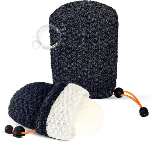 Vista 14 de MIG4U Bolsa de jabón exfoliante para ducha, 2 piezas, bolsa ahorradora de jabón en barra, bolsillo exfoliante corporal de bambú para baño de viaje
