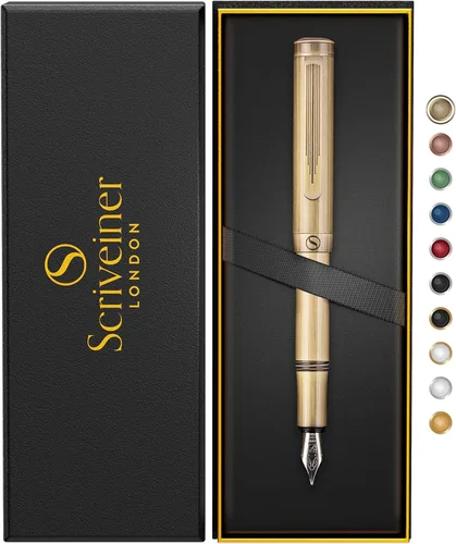 Vista 11 de Scriveiner - Pluma fuente de lujo EDC (fina), impresionante bolsillo EDC rojo mate con acabado cromado, punta alemana Schmidt, convertidor, un gran