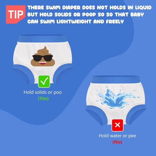 Vista 105 de BIG ELEPHANT Pañales de natación para bebé, 3 piezas, reutilizables, ajustables, lavables, impermeables, para niños y niñas, de 6 meses a 5 años