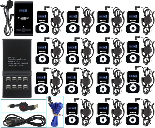 EXMAX® ATG-100T 195MHz Sistema de guía turístico inalámbrico Equipo de interpretación de traducción simultánea para traductor de iglesia en sus