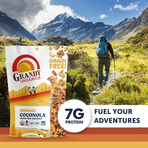 Vista 7 de Grandy Organics Granola de coconola original, granola orgánica certificada sin gluten, sin granos, vegana y paleo, sabor original de coconola, 9