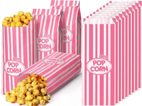 Vista 11 de Sherr 1000 Piezas Bolsas de Palomitas de Maíz de 1 Onza a Granel Negras con Rayas Retro Desechables para Noches de Película Navidad Circo Carnaval