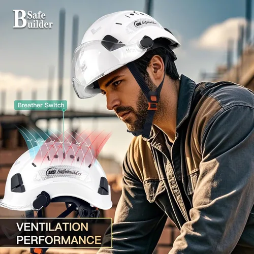 Vista 7 de Casco de Seguridad de Construcción con Visera Casco Duro ABS Cascos Duros de Ventilación Ajustable Protección de Cabeza de Trabajo Industrial