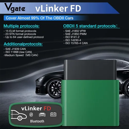 Vista 4 de Vgate vLinker FD Bluetooth3.0 OBD2 escáner para FORScan herramienta de diagnóstico fijo lector de código de coche para Android y Windows