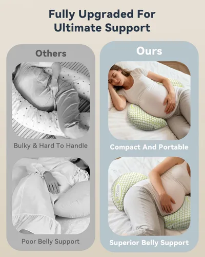 Vista 7 de Almohada de embarazo de espuma viscoelástica prémium para dormir, almohada de maternidad de material mejorado de calidad para mujeres embarazadas