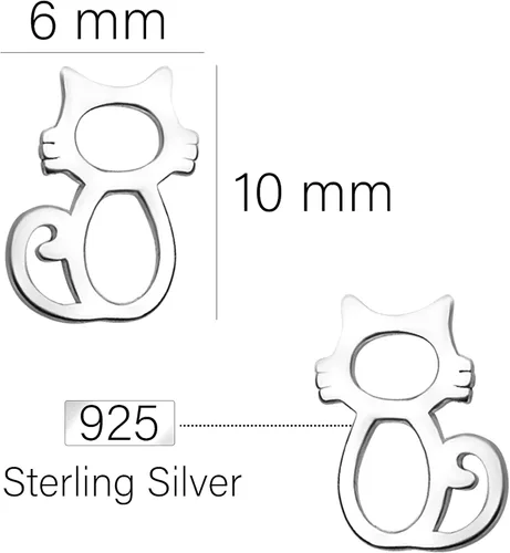 Vista 4 de SOFIA MILANI - Pendientes de plata de ley 925 maciza para mujer - Pendiente de gato - E1165, Plata Esterlina, No es una piedra preciosa