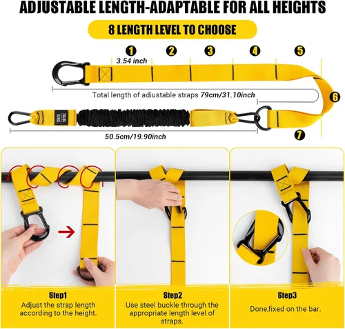 Vista 5 de Pull Up Assistance Bands, 4 Adjustable Heavy Duty Resistance Bands for Pull Up Bar, Pull Up Assist Bands with Fabric Feet/Knee Rest for Home Gym