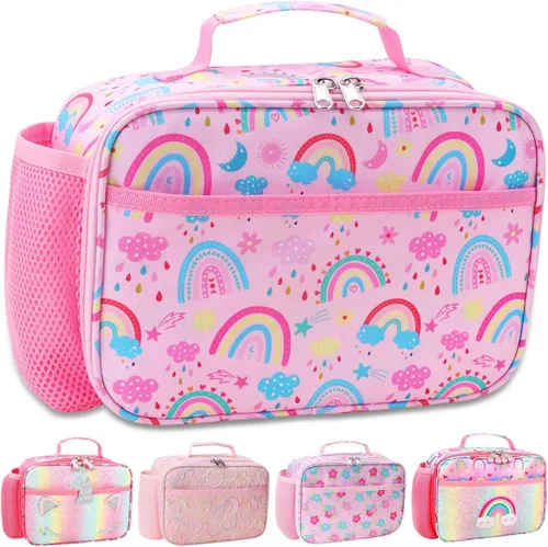 Vista 28 de RHCPFOVR Lonchera para niños – Lonchera aislada para niños y niñas, bolsa de almuerzo lavable y lonchera reutilizable a prueba de fugas