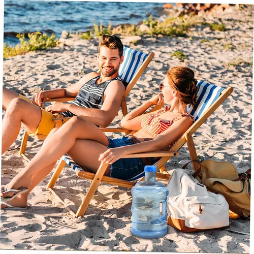 Vista 7 de VOSAREA Contenedor de botella de agua de plástico de 5L Cubo de jarra con tapa de corona y asa de transporte para cubo de agua purificada