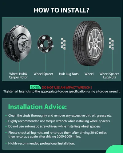 Vista 5 de SCITOO 2 espaciadores de rueda de 5 x 4.5 pulgadas, calibre de 0.591 in, pernos de 2.642 in de 12 x 1.5 pulgadas, espaciadores de rueda de 5