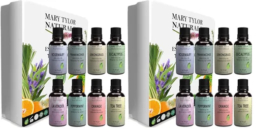Vista 8 de Juego de aceites esenciales, 8 x 0.3 fl oz cada uno, lavanda, menta, naranja, limoncillo, romero, eucalipto, árbol de té, incienso, grado