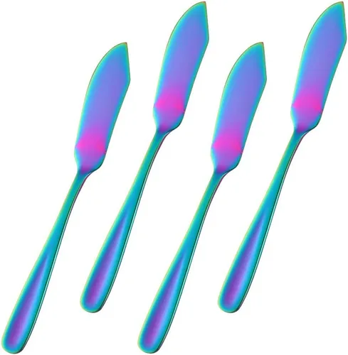 Vista 11 de Baikai - Juego de 4 cuchillos de acero inoxidable 18/10, cuchillo de mantequilla de desayuno negro, esparcidor de sándwich